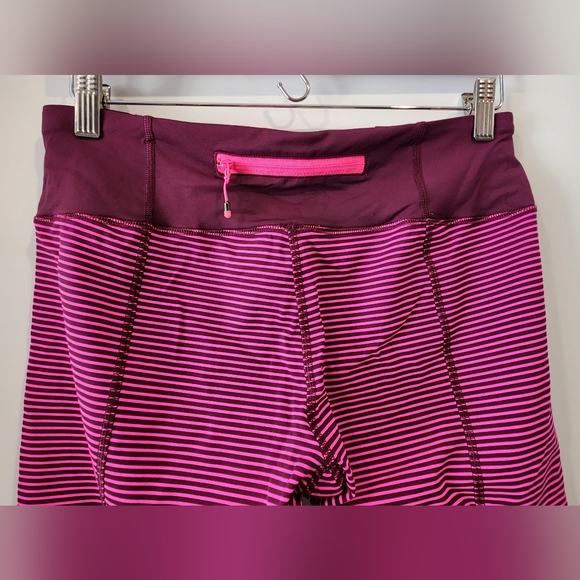 Lululemon Run For Your Life Crop Hyper Stripe Plum Pow Raspberry Glo Light Sz 10 - Picture 4 of 7